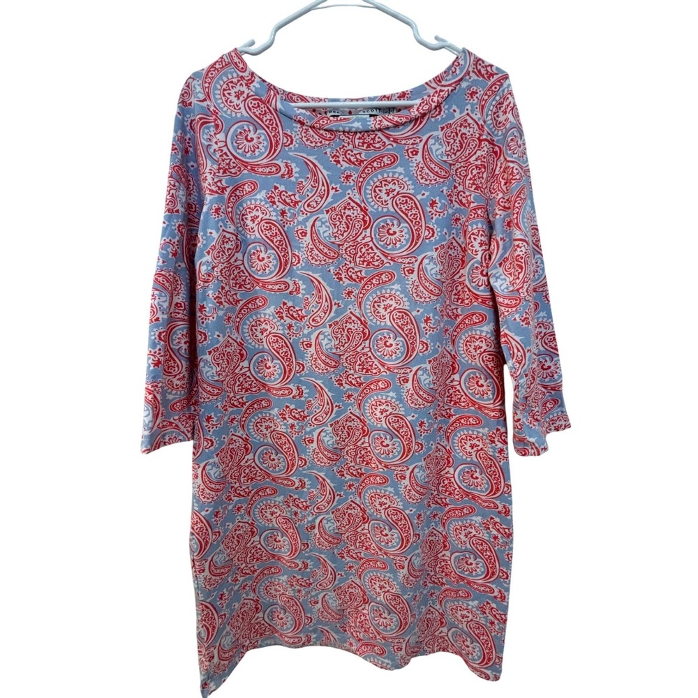 Gretchen Scott Magpie Dress Plentiful Paisley Large Stretch Coral & Blue Size L
